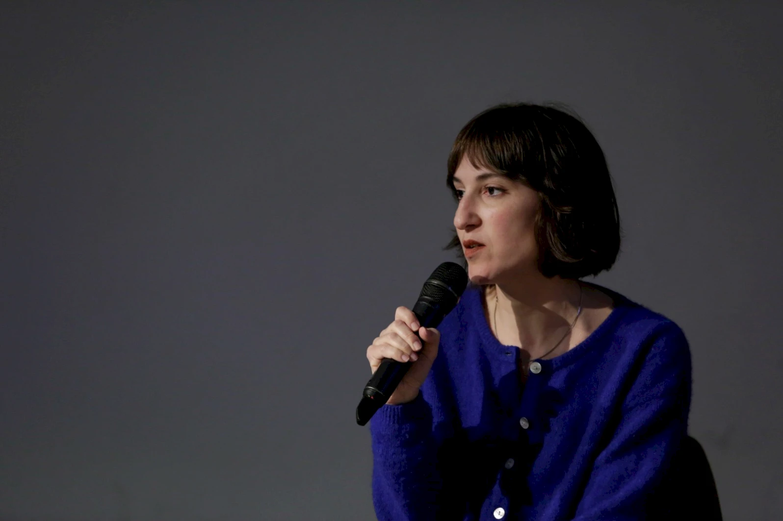 Joana Moya Blanco during the press conference.